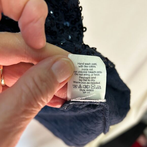 J. Crew Women's Navy Blue All Over Sequined Scoop Neck Tank Top Size L - Picture 9 of 11